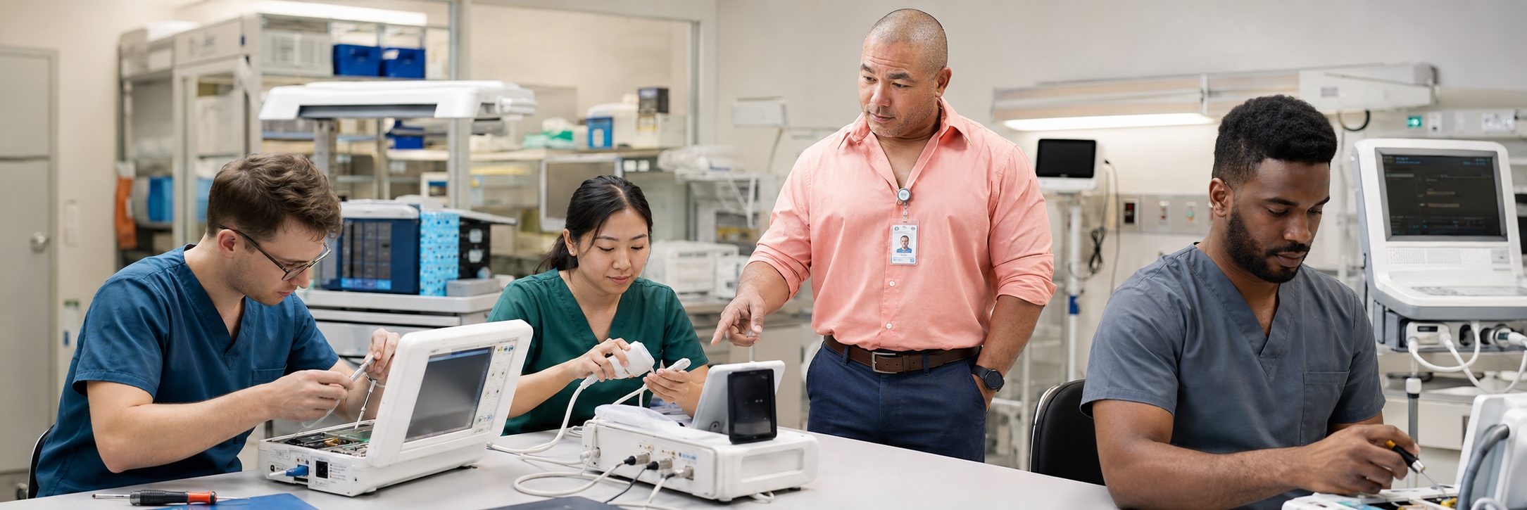 Cath lab imaging equipment service and C-arm maintenance | BiomedRx Medical imaging equipment service on a cath lab C-arm and patient monitoring system